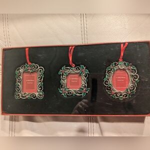 Vintage St.Nicholas Holiday Christmas Picture Frame Ornaments 2"x1.5" New In Box